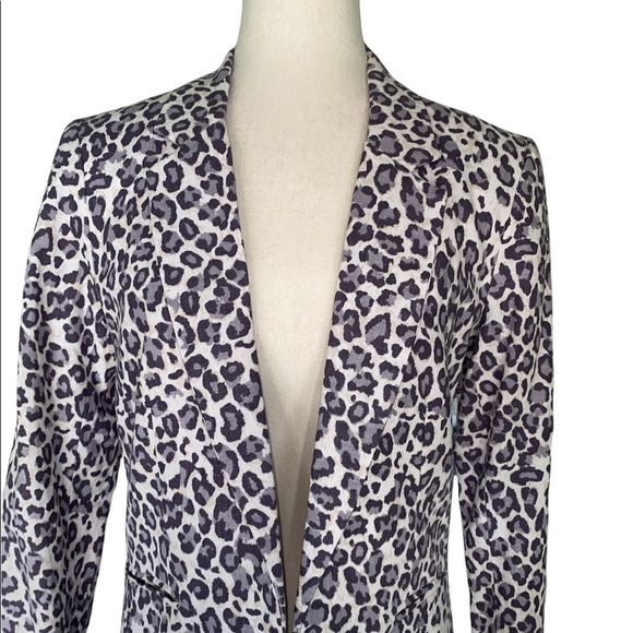 NWOT Rachel Zoe Snow Leopard Linen Blend Blazer - M - Picture 3 of 13